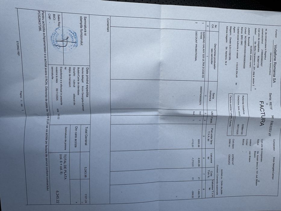 Se vinde samsung s 25 ultra