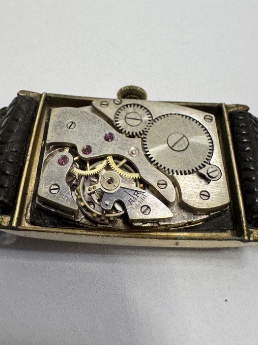 Rar! Ceas Germany Exita Art Deco, mecanic placat aur. Anii 1940 tank