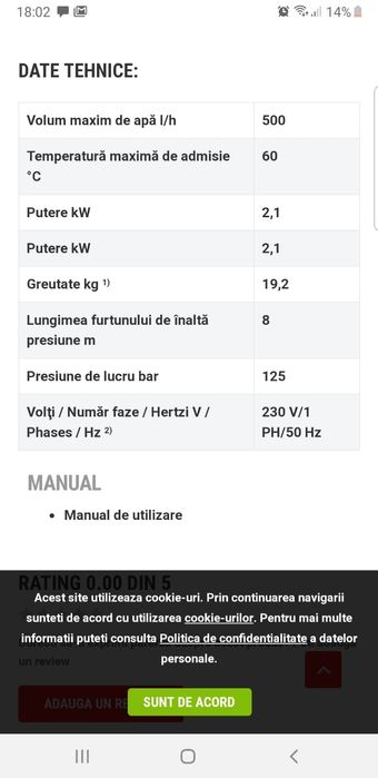 Inchiriez aparat de spalat cu presiune Stihl RE 119, pret 100lei/zi