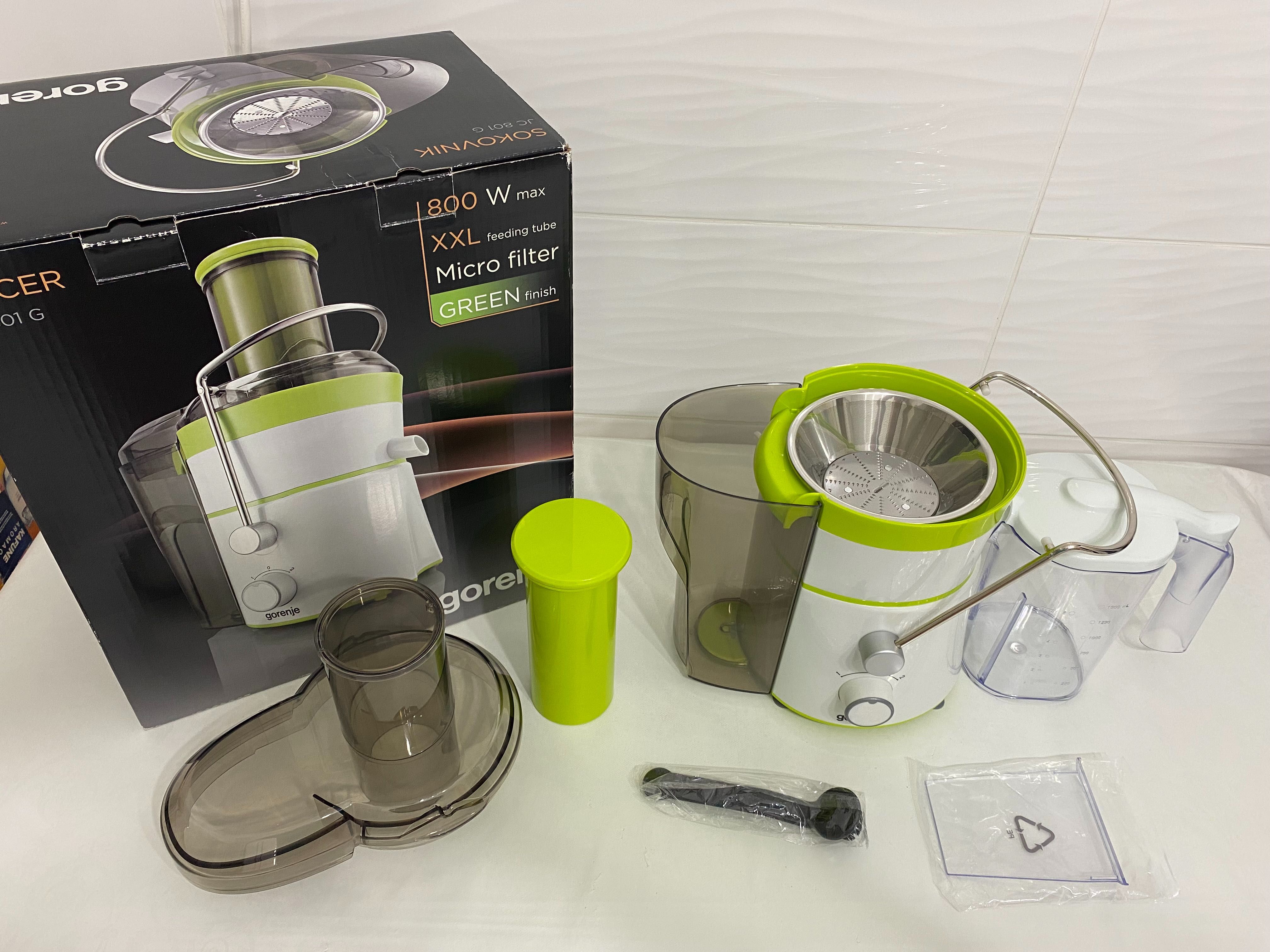 Storcator de fructe si legume Gorenje JC801G, Alb/Verde/Inox (NOU)