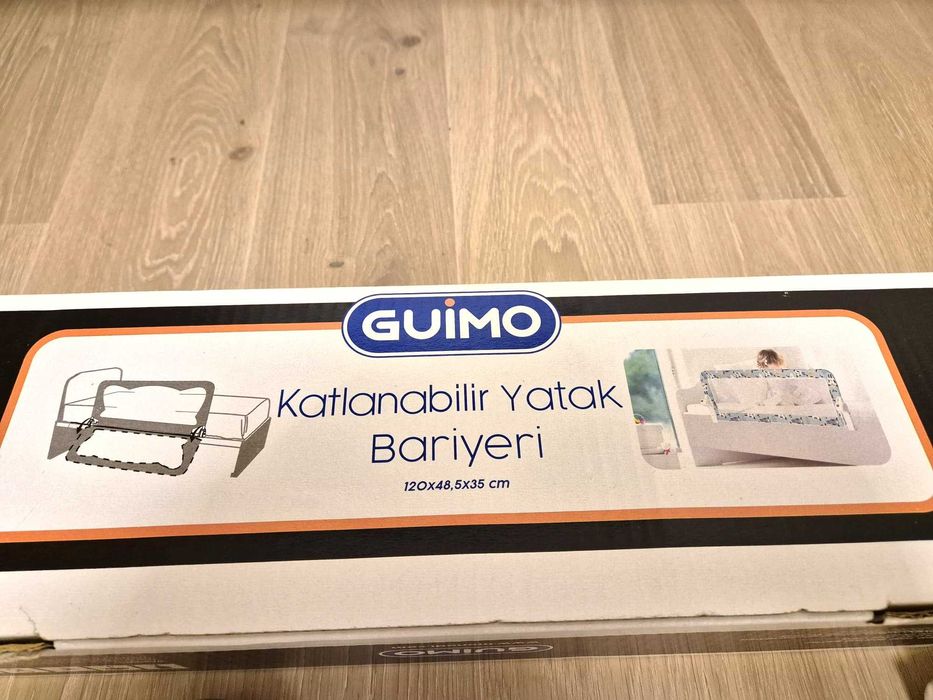 Vand bariera de protectie pat copii, Guimo, 120x48 cm, husa lavabila