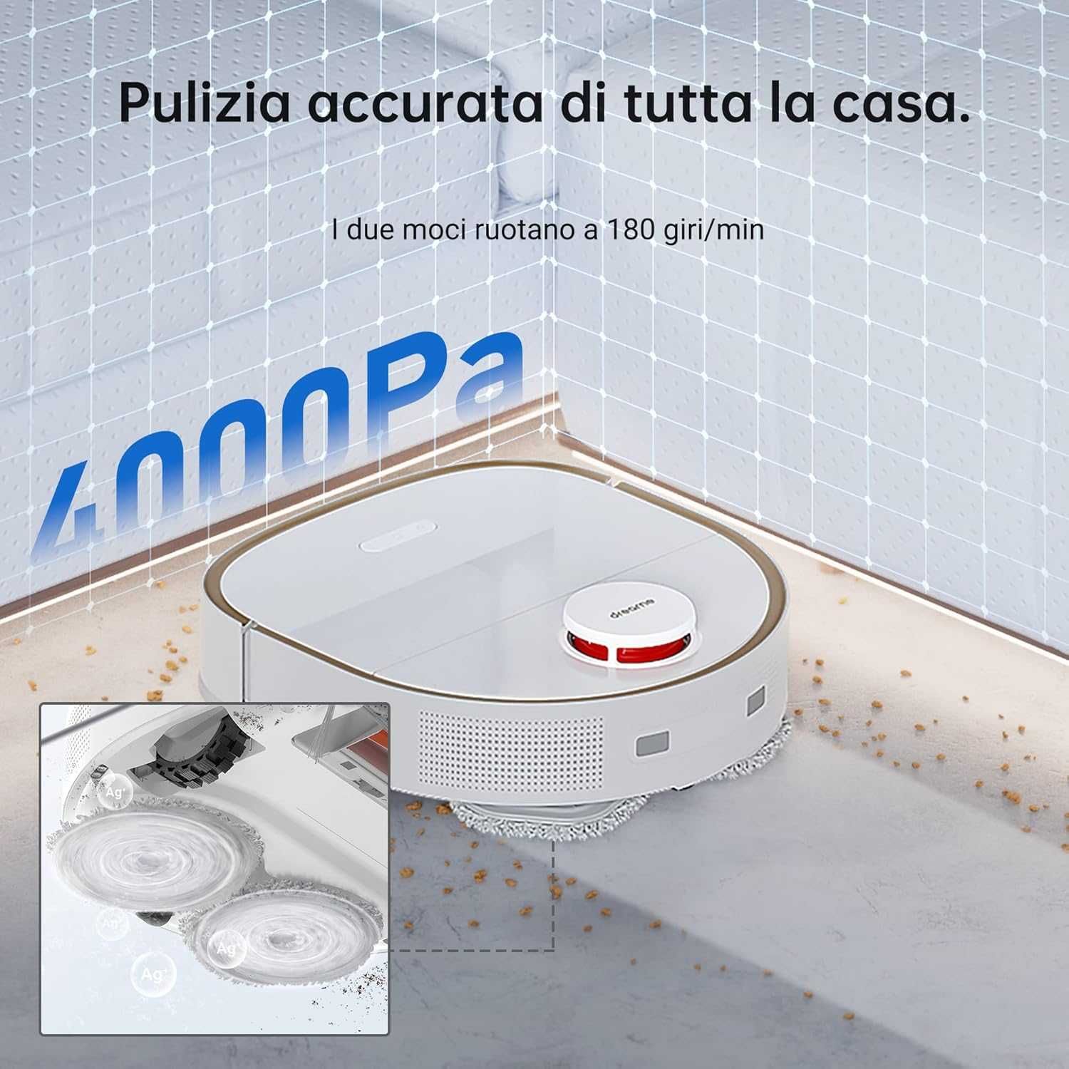 Робот прахосмукачка Dreame W10 Pro с моп Auto Wash Dry станция 4000Pa