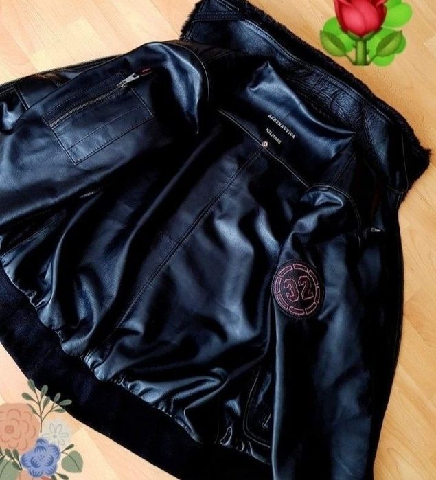 Geaca piele naturala 100%,tip aviator,guler detasabil blanita naturala