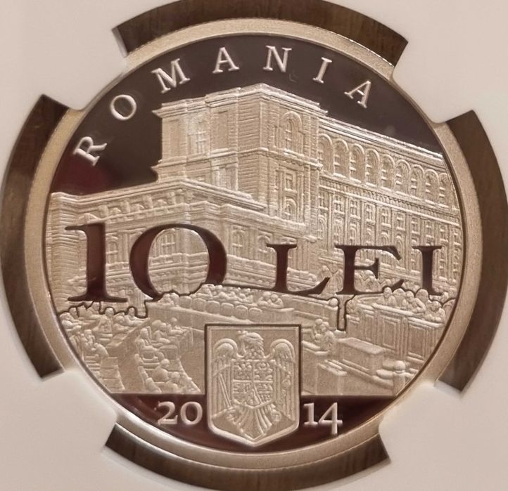 Moneda BNR 10 lei argint Senatul Romaniei gradata NGC PF 69 UC