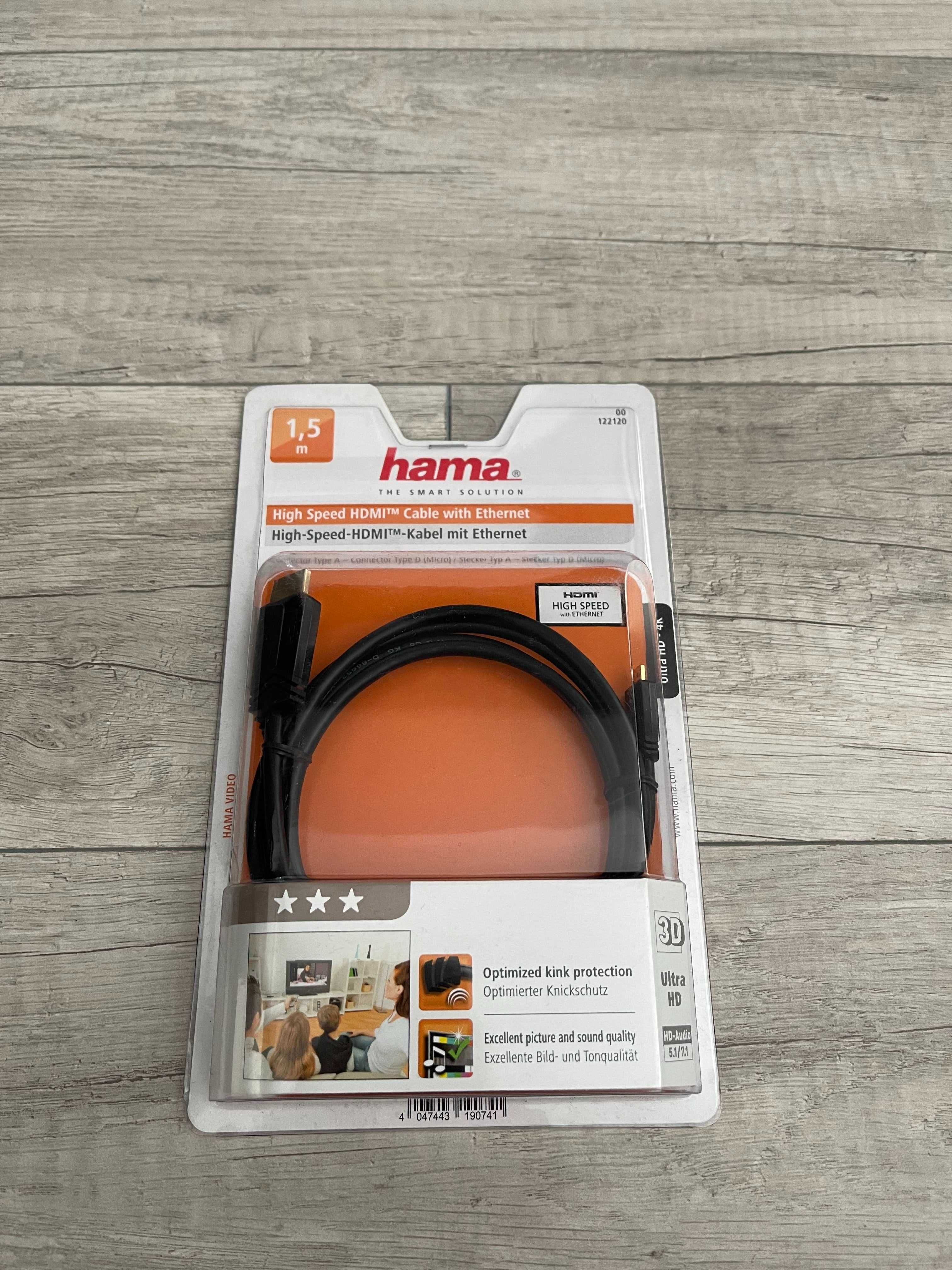Cablu HDMI Hama 122120 1,5 m Tip A-D + Cablu VGA CADOU