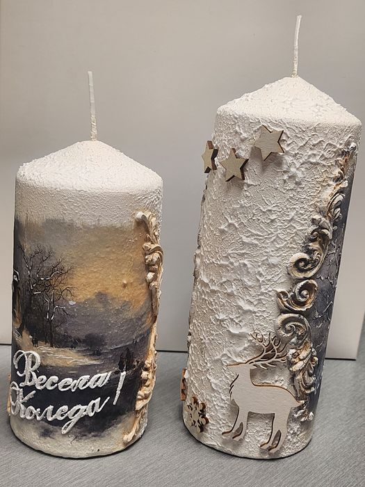 Коледна свещ ръчна изработка