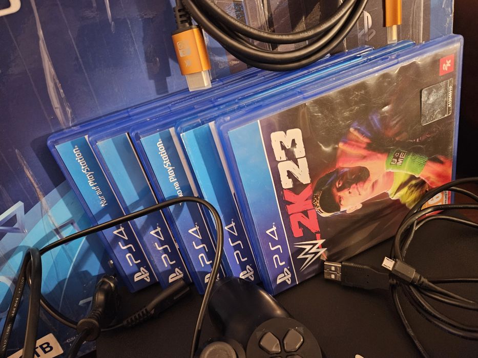 PS4-451 Pro, HD SSD 1T, 2 controllere wireless + 5 jocuri la cutie