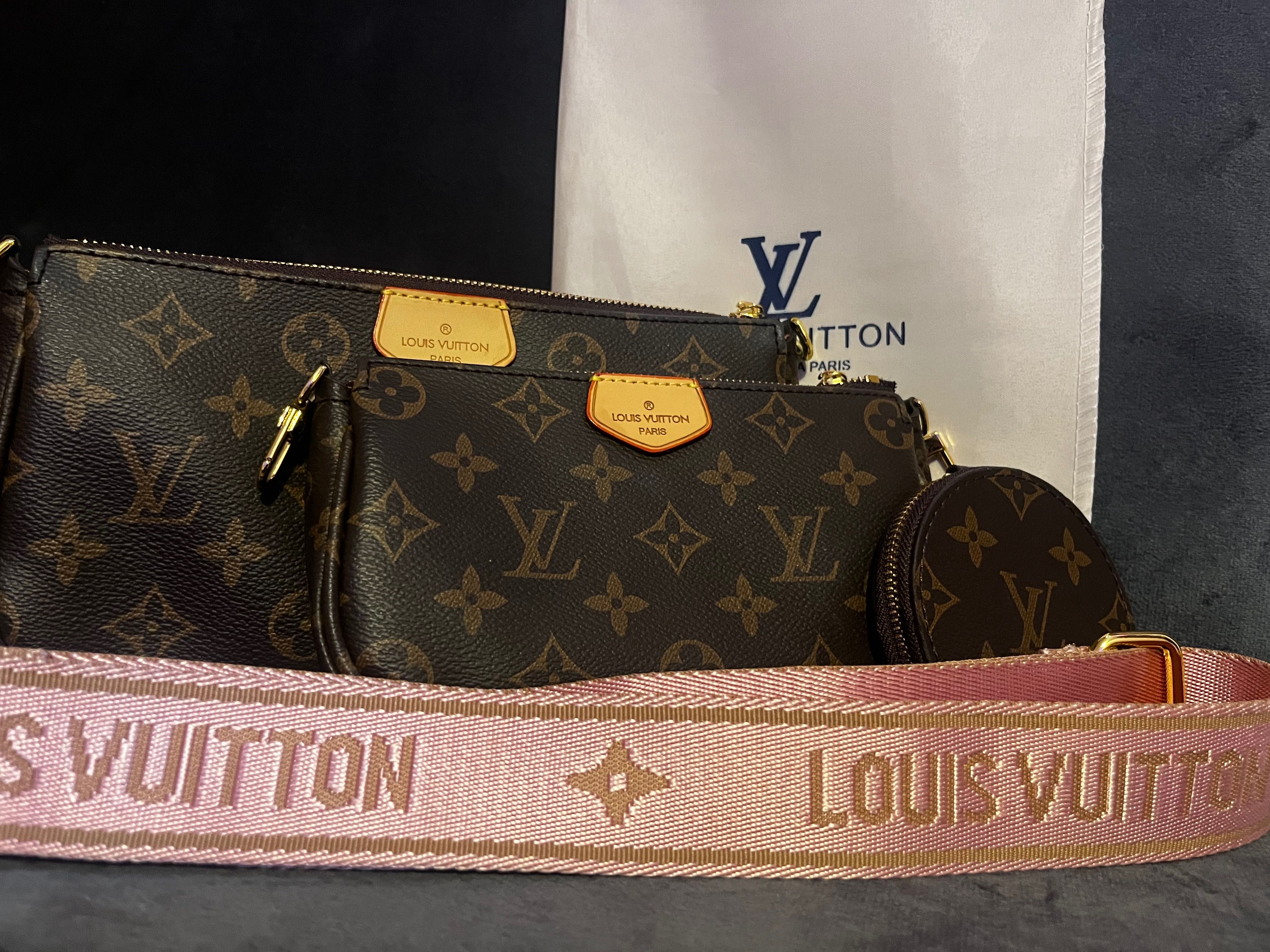 Louis Vuitton Multi Pochette Monogram Rose Handbag(естествена кожа)