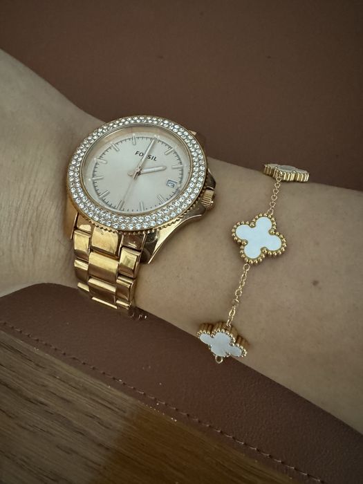 Ceas fossil auriu roze