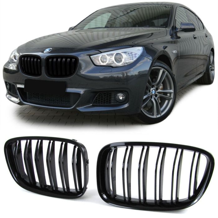 Grile duble BMW Seria 5 GT F07 din 2009 negre lucioase