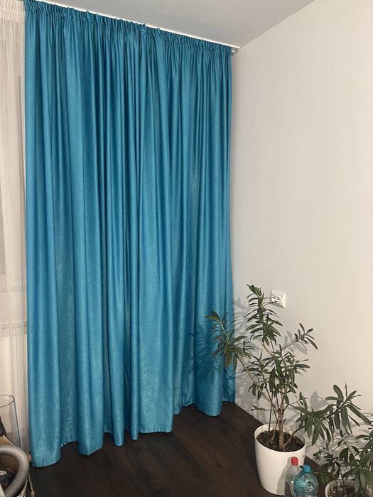 Set draperii catifea turcoaz/albastru
