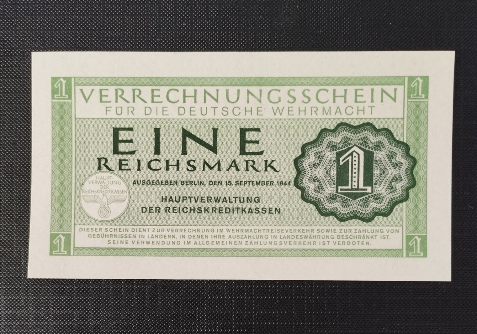 Germania -1mark-1944-bancnota militară nazi -UNC