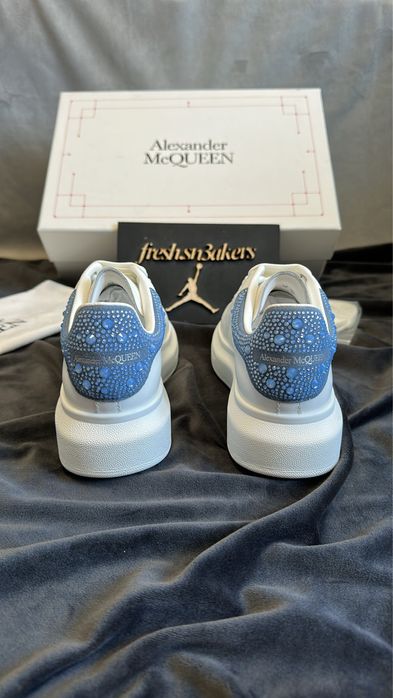 Alexander Mcqueen White and Blue Crystal/Diamonds (size 37)