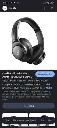 Casti audio wireless Anker Soundcore Q20i negre profesionale