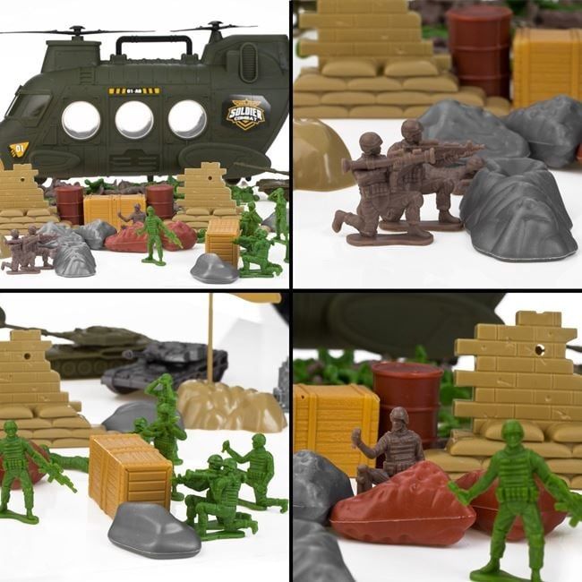 Военен хеликоптер с войници,бойни машини