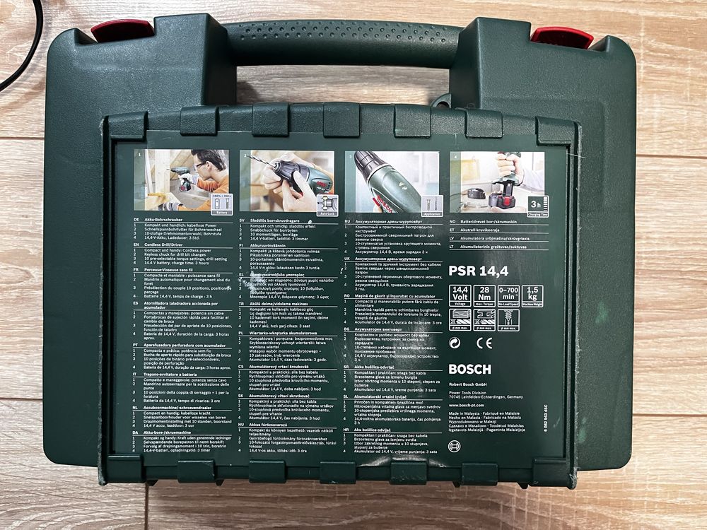 Винтоверт Bosch PSR 14.4 • Пълен комплект • Надежден винтоверт за дома