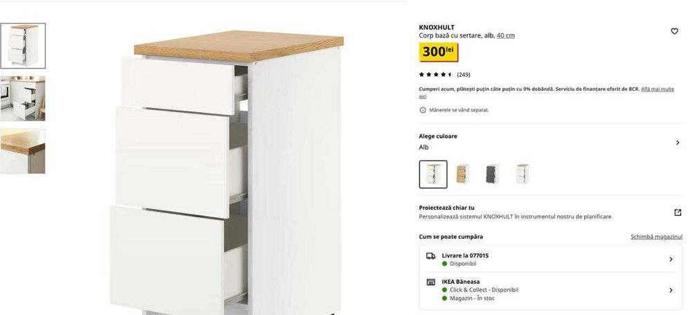 KNOXHULT IKEA Dulap cu sertare, alb, 40 cm