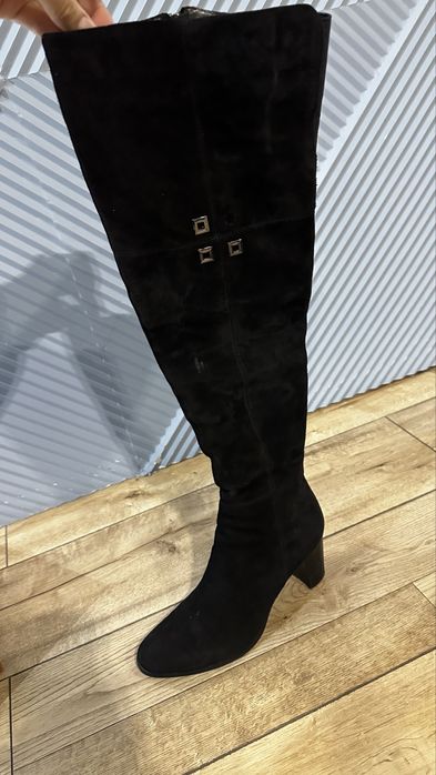 Зимние Замшевые сапоги, натуральный мех, размер 39