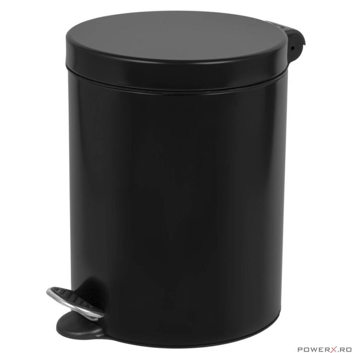Cos de gunoi cu pedala si capac soft-close, capacitate 5 litri, negru,