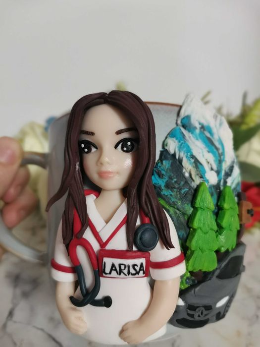 Cana asistenta decorata cu fimo