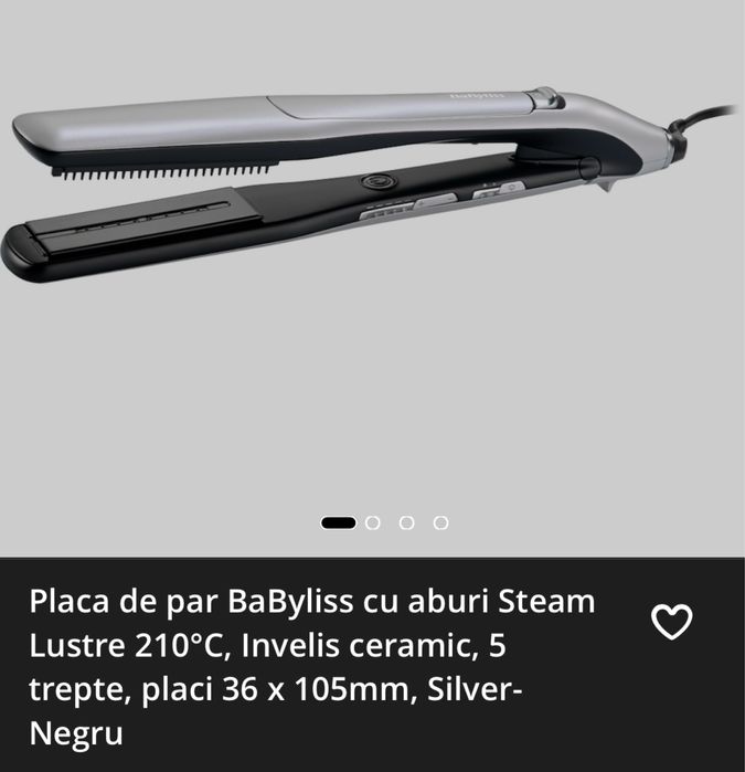 Placa de par BaByliss cu aburi Steam Lustre 210 - ceramic - 5 trepte