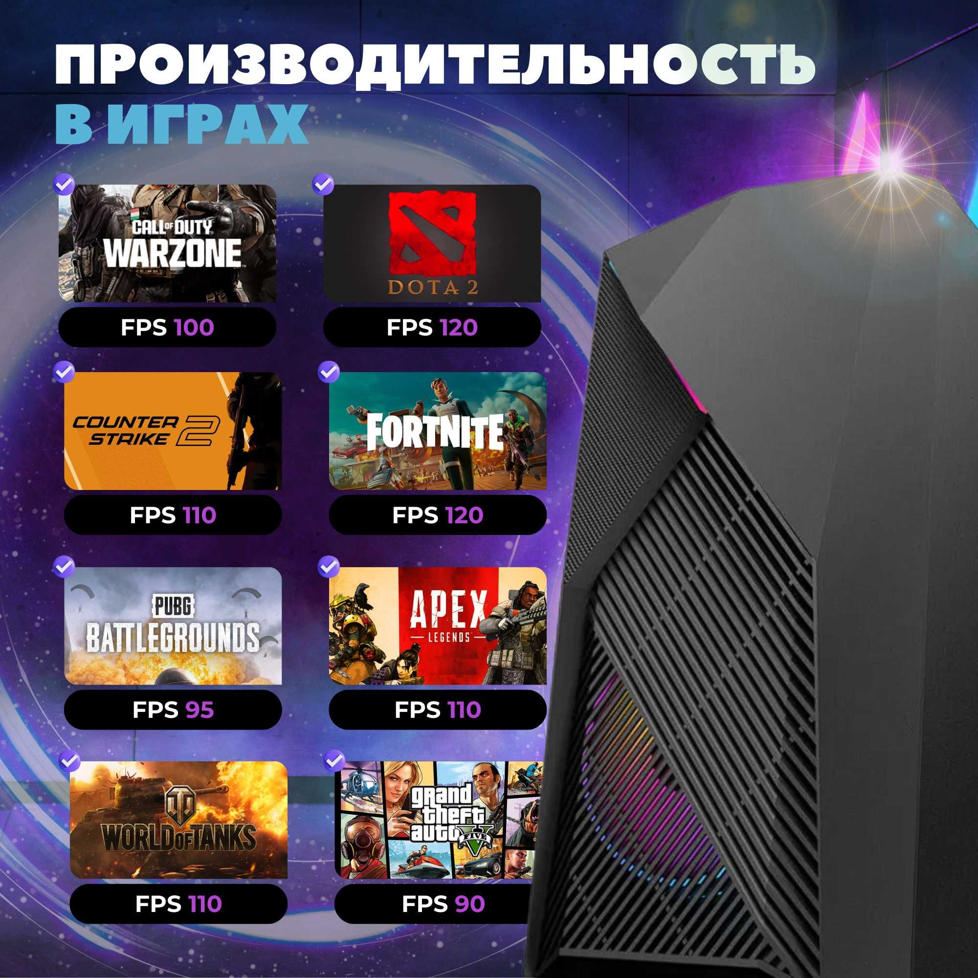 Новый компьютер игровой ПК i7 / 16ГБ ОЗУ / RX580 8ГБ / 256ГБ SSD