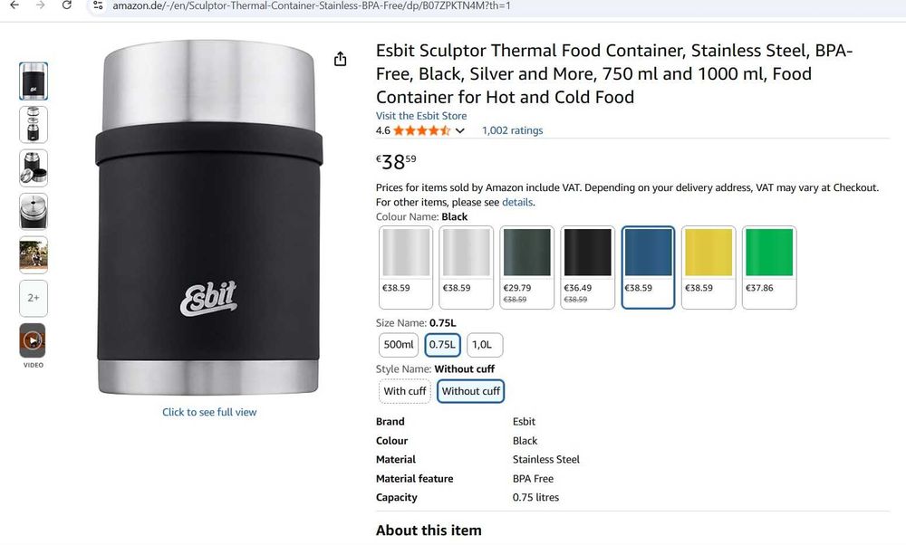 Termos Esbit Sculptor, oțel inoxidabil, fără BPA, 500 ml,