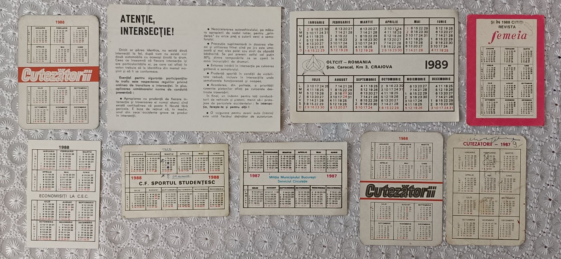 9 Calendare de buzunar  Românești din perioada Comunistă