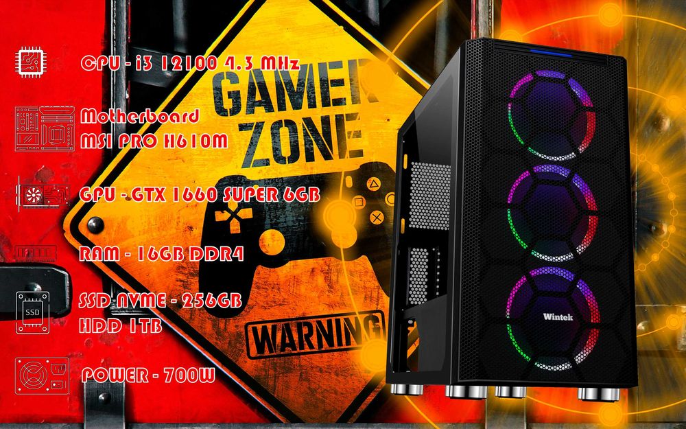 Gaming i3 12100F\GTX 1660S 6GB\RAM 16GB\SSD 240GB\HDD 1TB