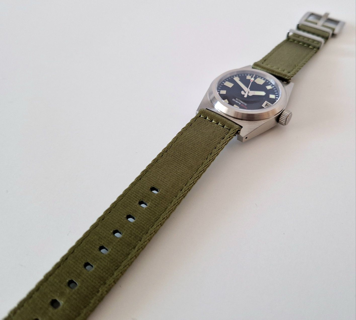 Bratara ceas Nato strap, OD green, nylon, 22mm, nou