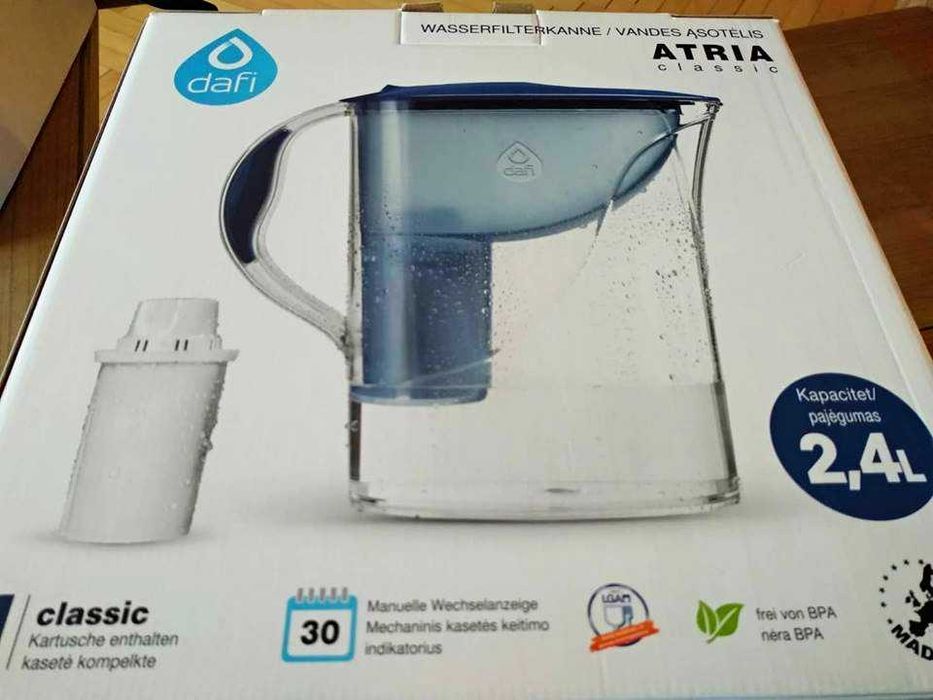 Кана за пречистване на вода Dafi Atria Classic, с филтър и брояч, 2,4л