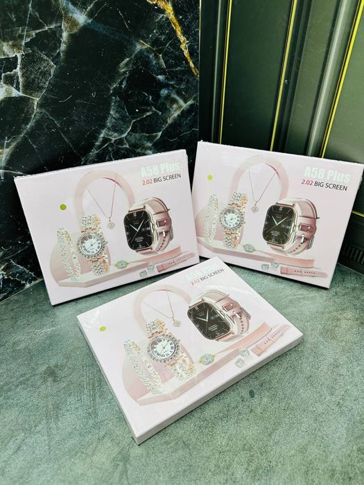 Набор для девушек 3в1-смарт часы,часы,браслет