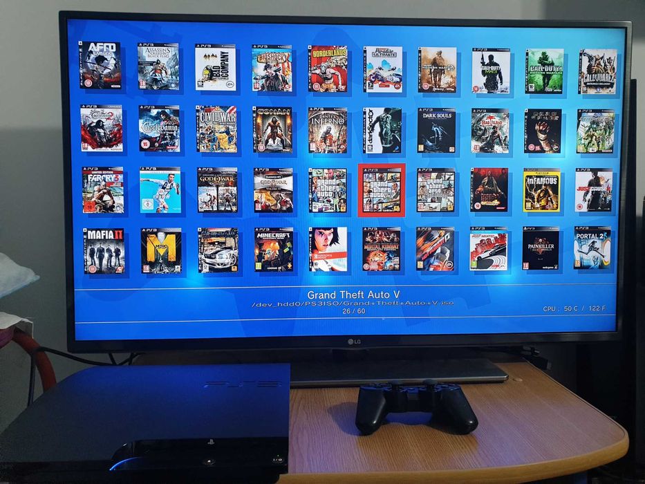 PS3 modat CFW 500 GB + 60 jocuri (GTA V, NFS, Spider-Man, Silent Hill)