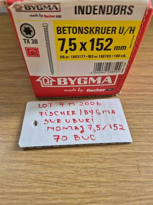 Fischer/bygma suruburi montaj beton 7.5x152 - lot fm 2006