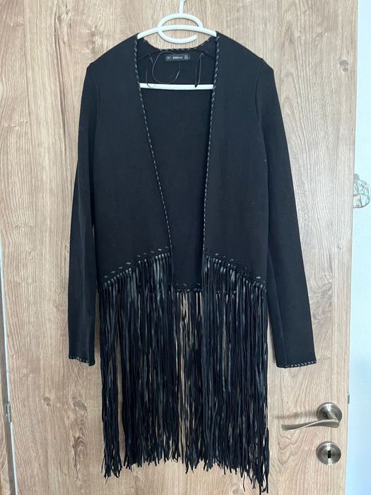 Jacheta superba tricotaj fin ZARA Knit neagra, S, noua