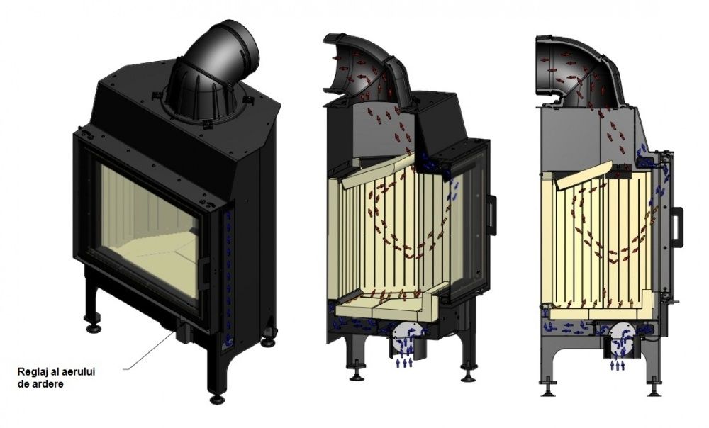 Semineu cu deschidere verticala samotat 10 kw, garantie 5 ani