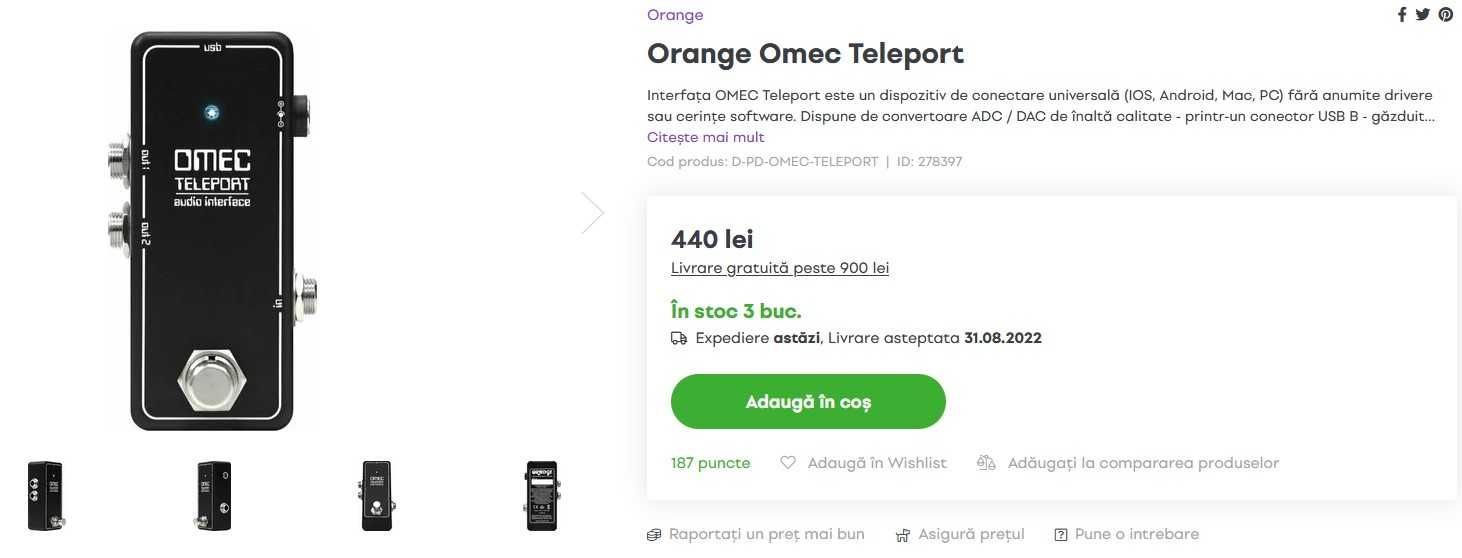 Pedală / interfață audio Orange OMEC Teleport
