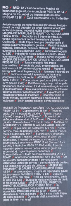 Set Impact si Filetanta Parkside Performance 12V NOI cu Garanție 5 Ani