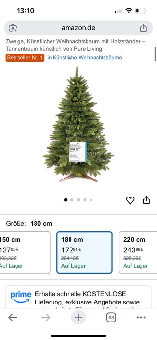 Brad artificial premium 180 cm suport de lemn natural