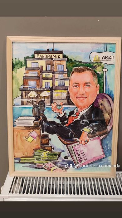 Portrete la comanda,caricatura pictata manual,NU DIGITALA