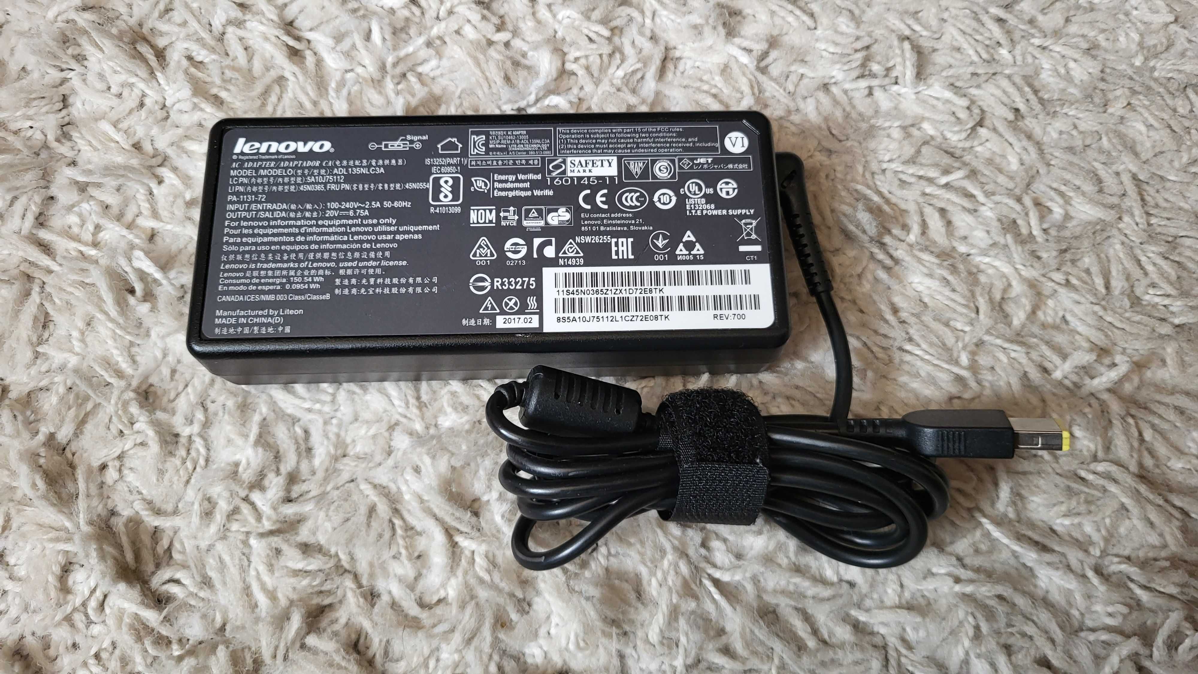 LENOVO 135W Incarcator AC Adaptor 20V-6.75A cu mufa usb cu pin central