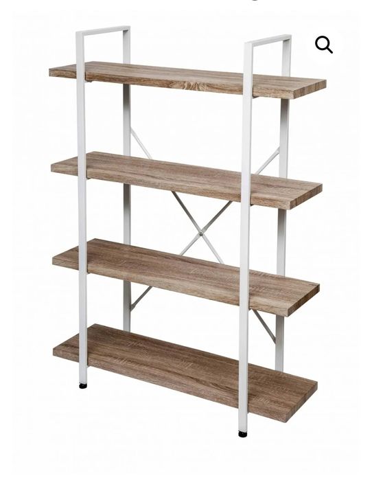 Стенен шкаф, метален дървен индустриален дизайн височина 140см бял