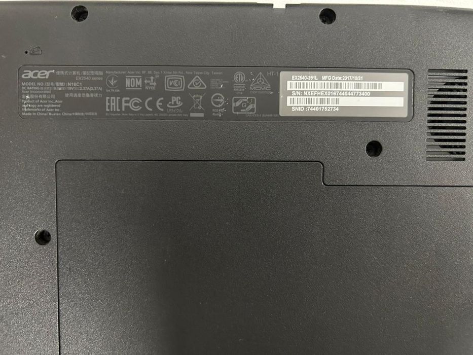Laptop Acer EX2540 Series N16C1, Intel Core i3 6006U, 8GB RAM, -P-