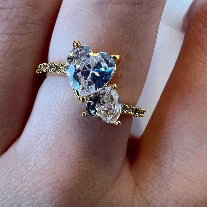 Inel Pandora cu doua inimioare - Aur, in cutie