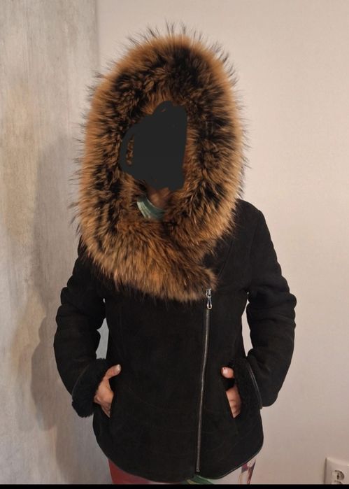 Cojoc damă din piele  si blană  naturala