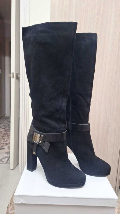 Сапоги женские замшевые