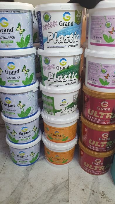 краски водоэмульсионные,  грунтовка, колеровка, эмали