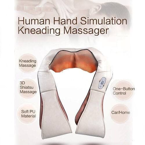 12V/220V 3D Шиацу масажор за врат гръб плешки и рамене с функция затоп