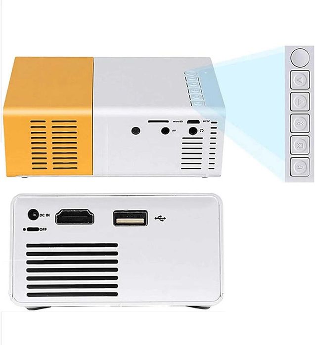 Чисто нов Мини LED проектор за домашно кино, 1080P, 24-60 инча дистан,