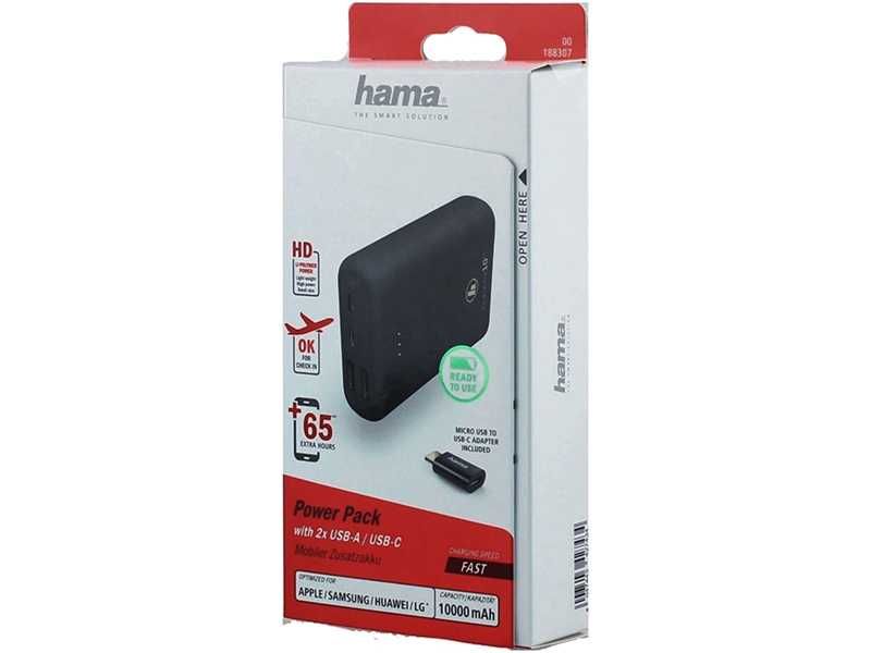 НОВИ! Външна батерия Hama SUPREME 10HD 10000mAh microUSB USB-C